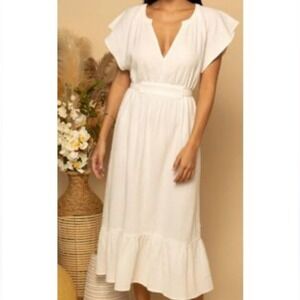 Shore NWT Size‎ XS white Alys Belted midi dress